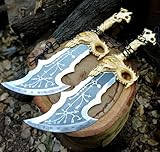 God of War Blades of Chaos, Metallrequisite, Nachbildung, Schwert, Doppelklingen mit Scheide, für Cosplay-Kostüm-Zubehör (Goldfarben)