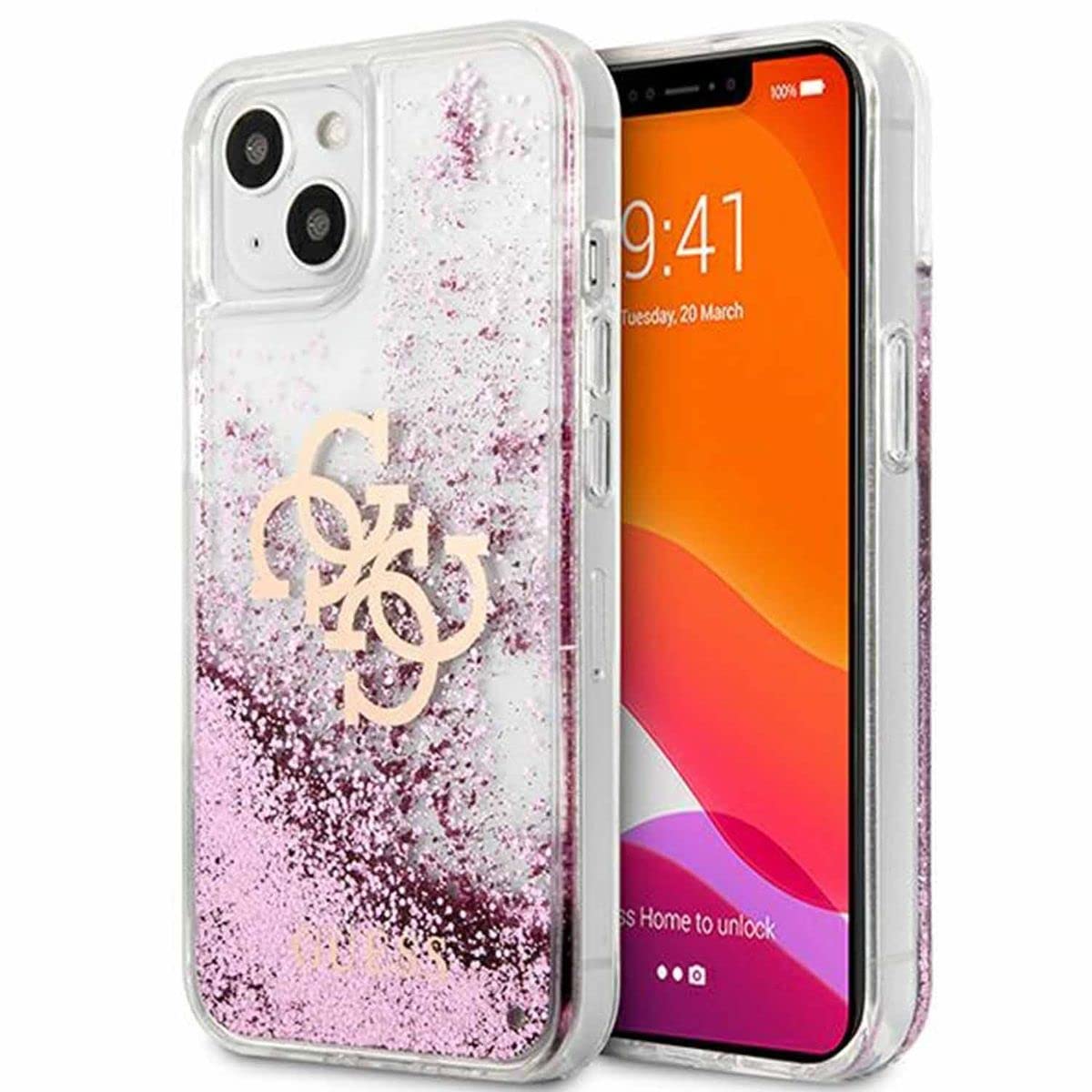 Guess GUHCP13SLG4GPI Hülle für iPhone 13 Mini 5,4" rosa 4G Big Liquid Glitter Rot