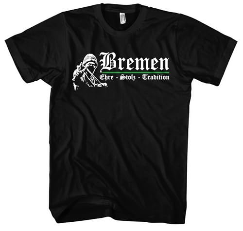 Bremen Ehre und Stolz Herren T-Shirt | Bremen Shirt Bremen Trikot Skyline Ultra Stadt Wappen Fanartikel Sport | M1 FB Schwarz (3XL)