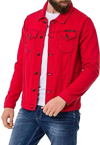 Cipo & Baxx Herren Jeans Jacke Übergangsjacke Baumwolle mit Taschen CJ289 Rot XXL