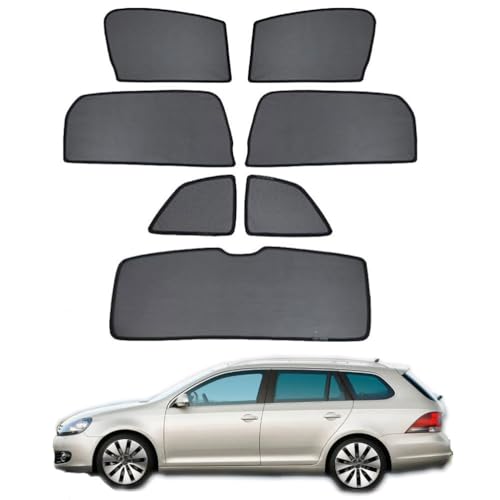 Sonnenschutz für Seitenscheiben Auto Magnetisch Vorhang für Golf 6 Variant 2009-2013 UV Schutz Fenster Sonnenblende Zubehör für Baby Kinder Haustiere Schwarz,7pcs