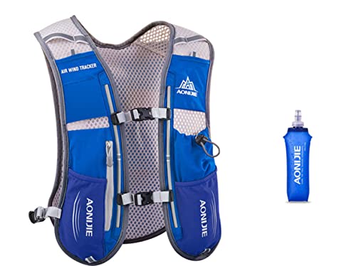 AONIJIE 5L Multifunktionale Ultrleicht Fahrradrucksack/Trinkrucksack Getränketasche mit 500ML Trinkflasche für Wandern, Training, Laufen, Klettern (Blau)