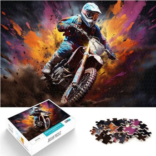 Puzzle zum Verschenken, verrückter Motorradfahrer, Puzzle 1000 Teile, Holzpuzzle, Familienaktivität, Puzzle, Lernspiele, 1000 Teile (50 x 75 cm)