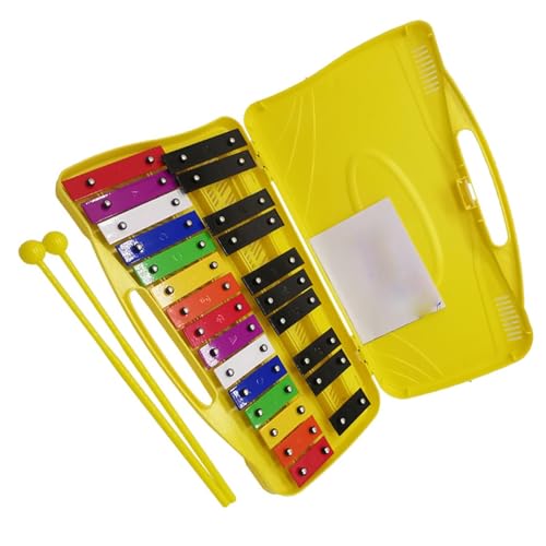 Glockenspiel Für Anfänger Glockenspiel mit 25 Tönen, regenbogenfarbenes Metall-Aluminium-Platten-Glockenspiel, Schlaginstrument