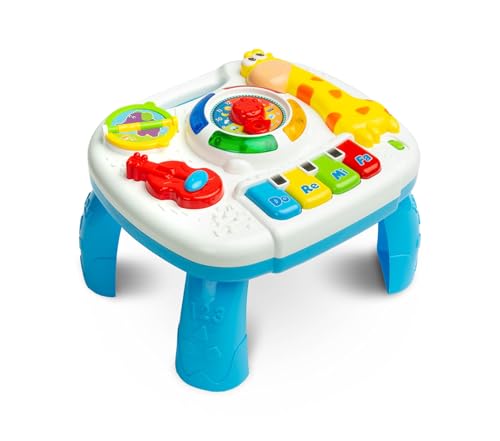 TOYZ - Spieltisch Baby ab 18 Monaten - Musik Spieltisch - mit Licht, Musik, Spiegel - mit abnehmbarem Spielbrett - Tragbarer Reise- und Spieltisch - Baby Spielzeug, Geschenk Junge oder Mädchen