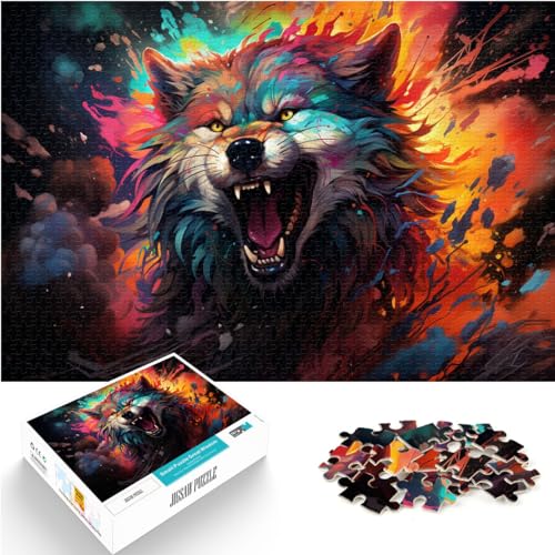 Puzzles für Puzzles, farbenfrohe Tierwolf-Puzzles, 1000-teiliges Holzpuzzle, Spaß für Aktivitäten zu Hause, Geburtstagsgeschenk, Reisegeschenk, 1000 Teile (50 x 75 cm)