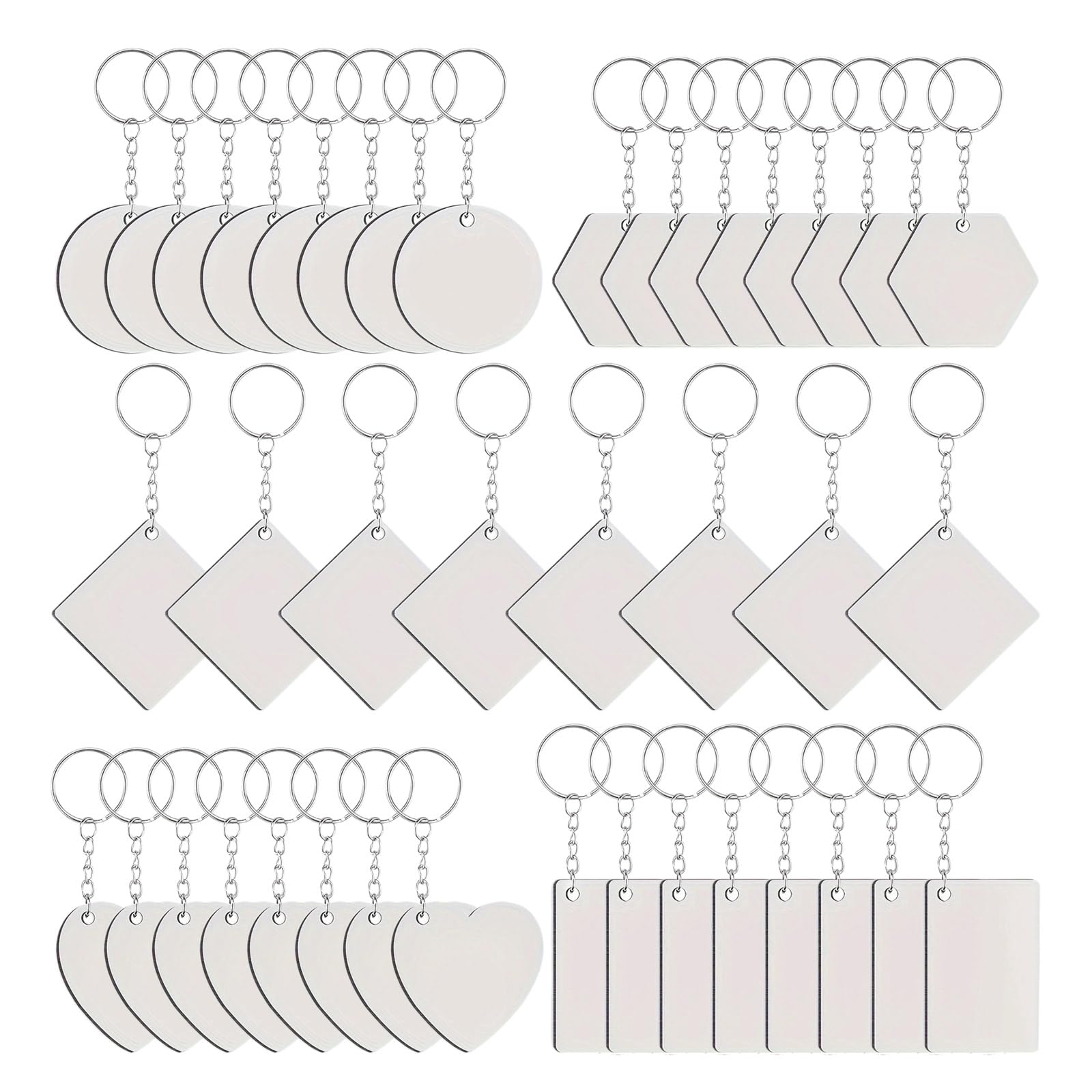 Oadnijuie Packung 40 Doppelseitigen Wärmeübertragungs Schlüsselanhängern Hitzegepressten Schlüsselanhängern Sublimations Schlüsselringrohlingen Set Ornament