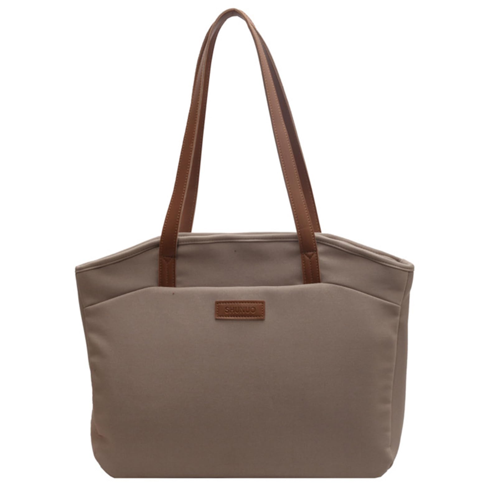 ohodhmnu Damen Tragetasche, 2023 Neue Umhängetasche Einkaufstasche Vielseitige Tasche Große Kapazität Handtasche Mode Nylon Tasche für Frauen Mädchen Buchtasche, khaki, 15.6 inches