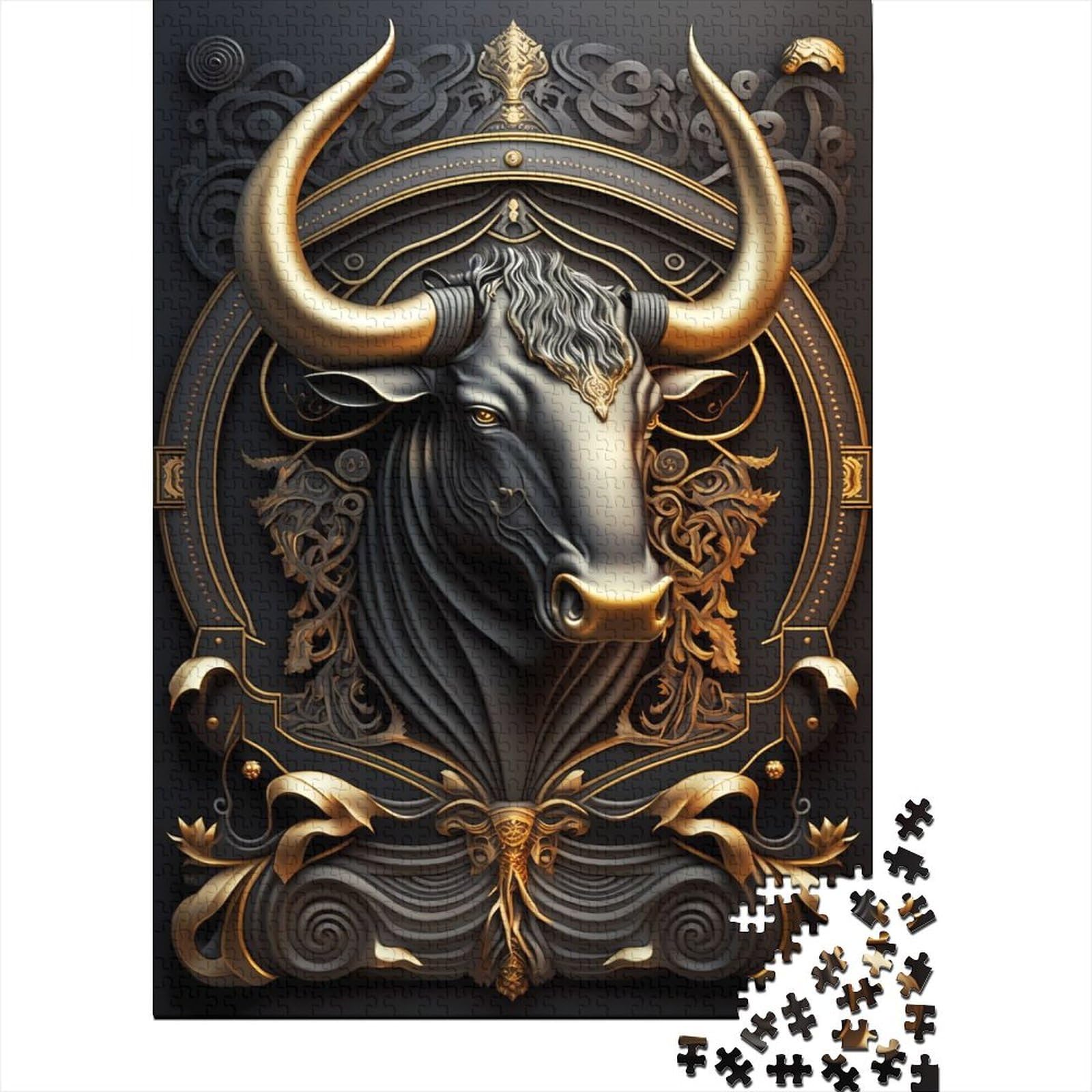 1000-teiliges Puzzle für Erwachsene, Puzzle Bär Golden Art Deco für Erwachsene, 1000-teiliges Puzzle, Puzzle für Erwachsene, Lernspiel, Herausforderungsspielzeug, 75 x 50 cm