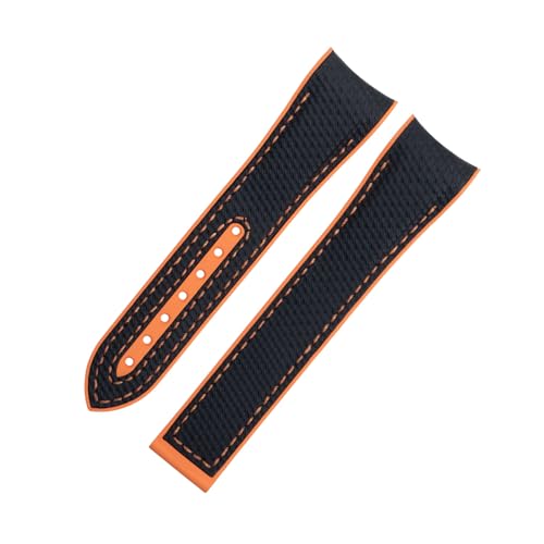 IOTUP Uhrenarmband für Omega Seamaster 600, weiches FKM, Fluorkautschuk, Nylon-Textur, Vollgummi-Uhrenarmband, Faltschließe für 43,5 mm Zifferblatt, 21 mm, 21 mm, Achat