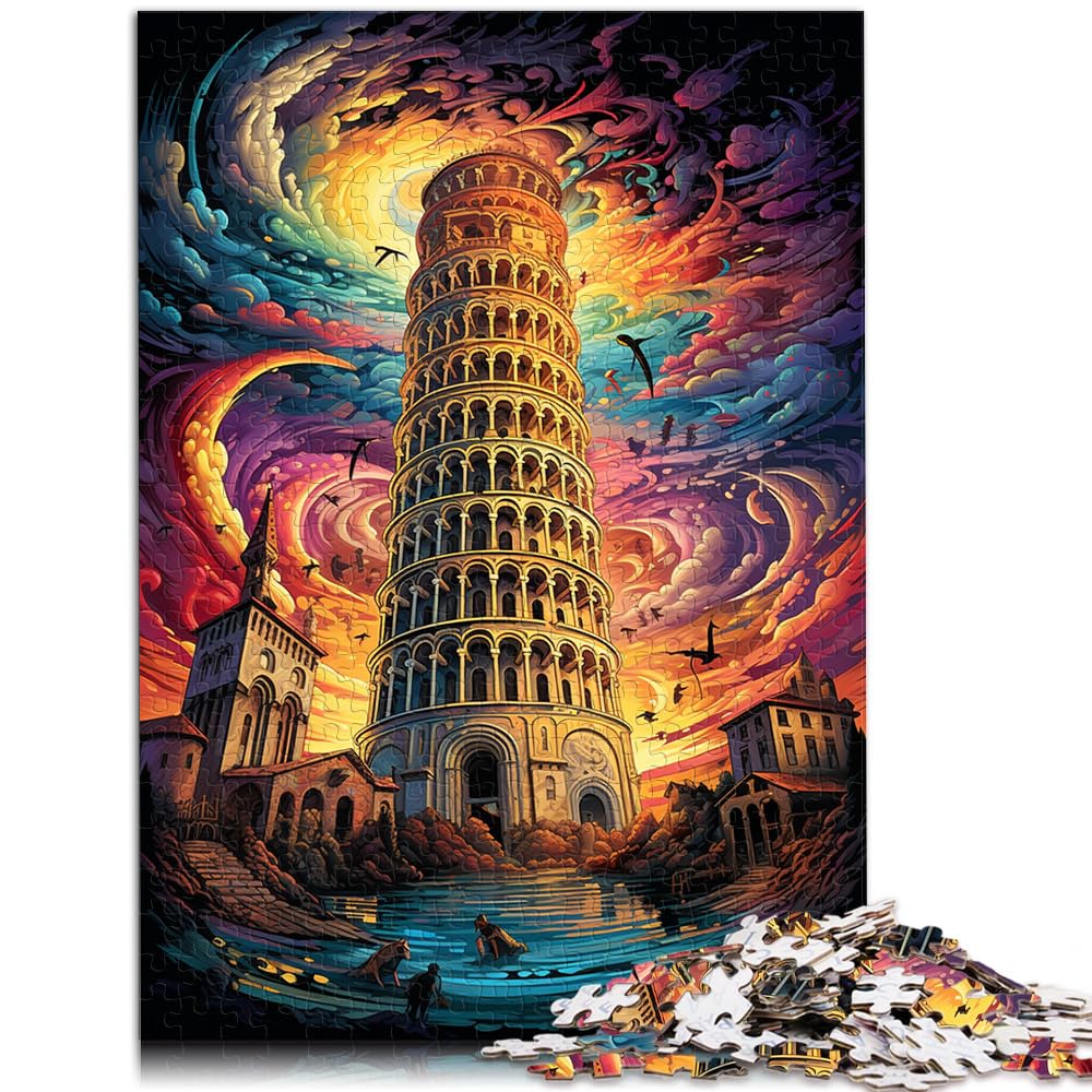 Puzzle für den Schiefen Turm von Pisa, Italien, 1000-teiliges Puzzle, Holzpuzzle, Spielzeug, Puzzle, Lernspiele, Stressabbau-Puzzle, 1000 Teile (50 x 75 cm)