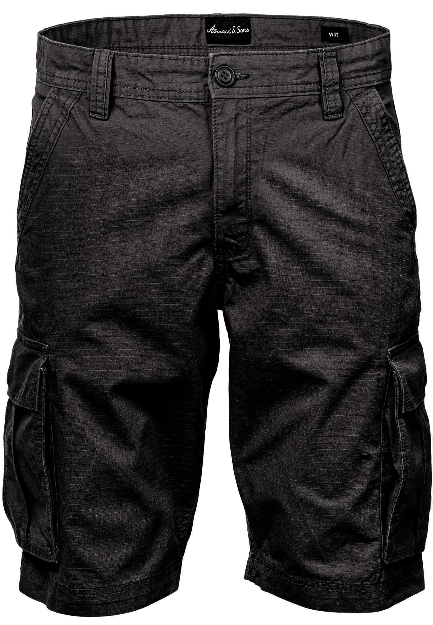 Amaci&Sons Herren Cargoshorts Männer Kurze Bermuda Hose Regular Fit 7027 Schwarz W33