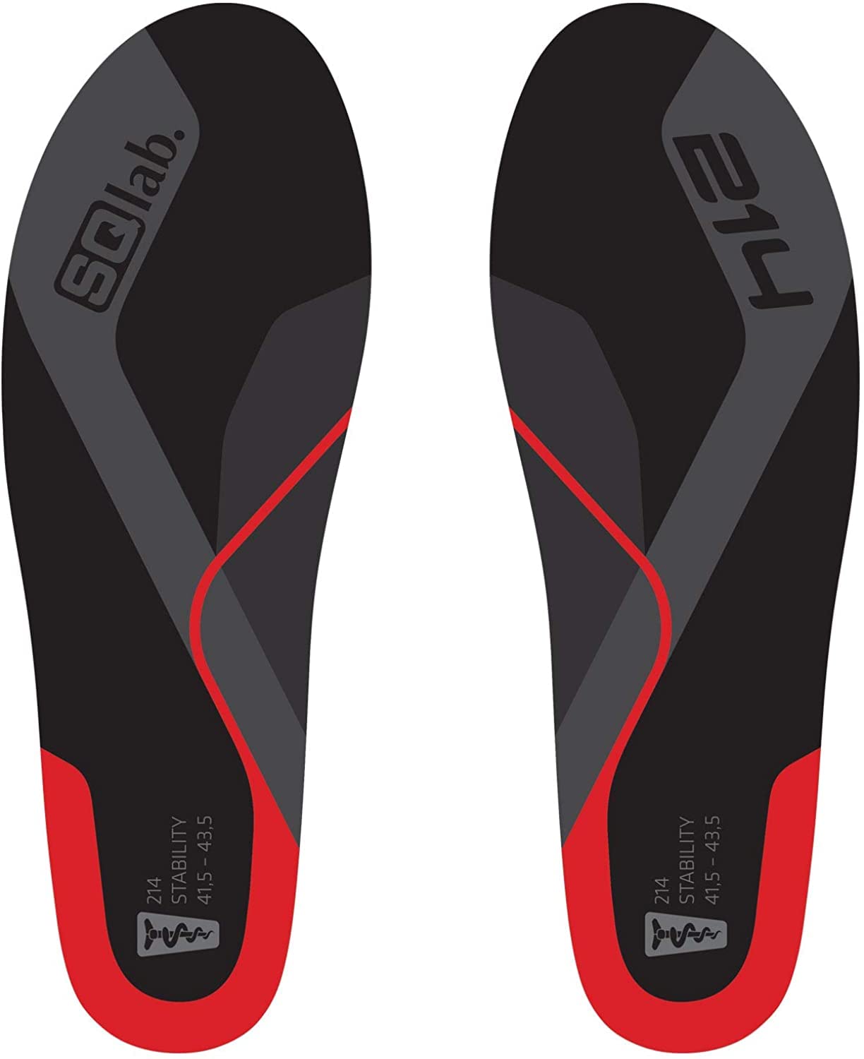 SQlab Erwachsene Sqlab Einlegesohlen Stability 214 shoe insoles, Schwarz-rot, M EU