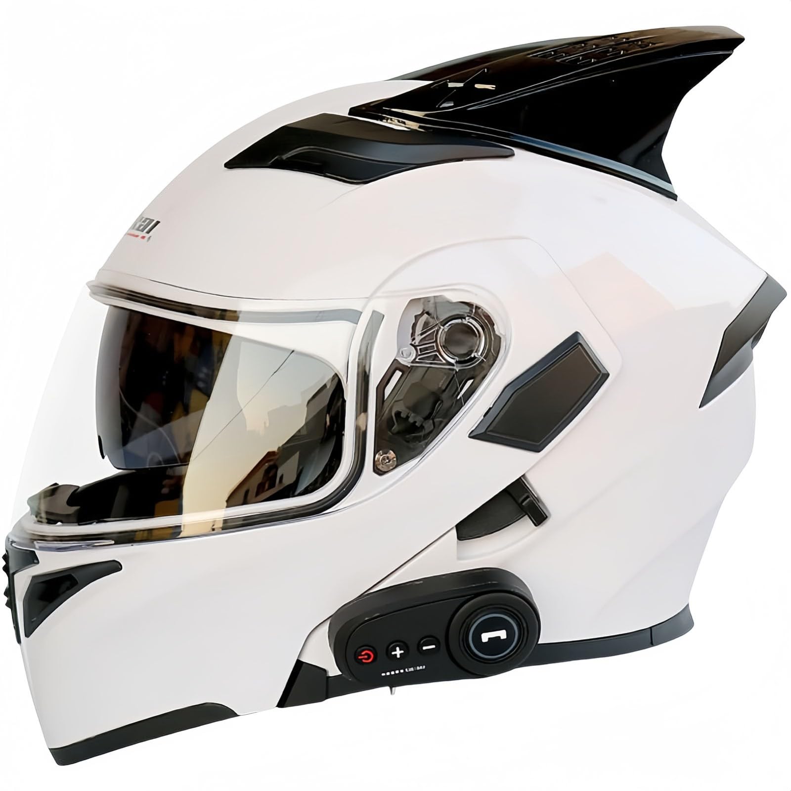 Integrierter Modularer Bluetooth-Motorradhelm Für Herren, ECE-Zertifiziert, Motorradhelm Mit ABS-Schale, Straßenmoped-Motorradhelm Für Männer Und Frauen G,L59-60CM