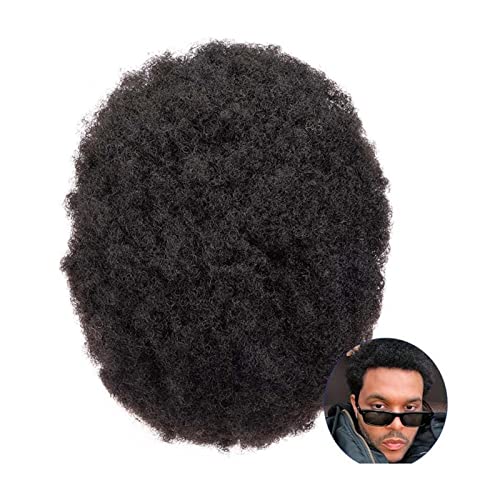 Toupet für Männer Haarersatz Systeme Afro-Männer-Toupet, männliches Haar, kapillar, langlebig, feine Mono-Perücke, französische Spitze, Herren-Perücken, Prothese, 15,2 cm, Ersatzsystem, Einheit, Remy-