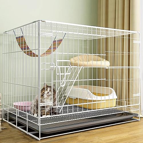 Katzenkäfig, Heim, Innenraum, Platz zum Trainieren von Haustieren, Katzenkäfig aus dickem Draht, Käfig für Frettchen, Meerschweinchen mit Tablett, leicht zu reinigender Zaun, perfe