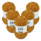 Chenille Wolle 5er-Set, Bronze Farbe, Loopncraft, 5 X 100g, Lux Velvet, Super Weiches Samtgarn