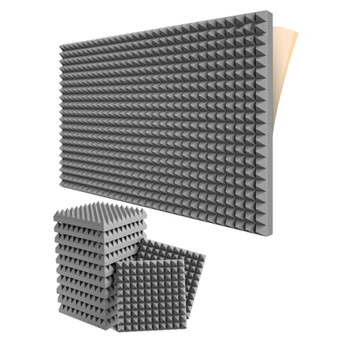 Richeyty 24Er-Pack Selbstklebende Schalldichte Schaumstoffplatten 2 X 12 X 12 Akustikplatten, Für Heimstudio-BüRo