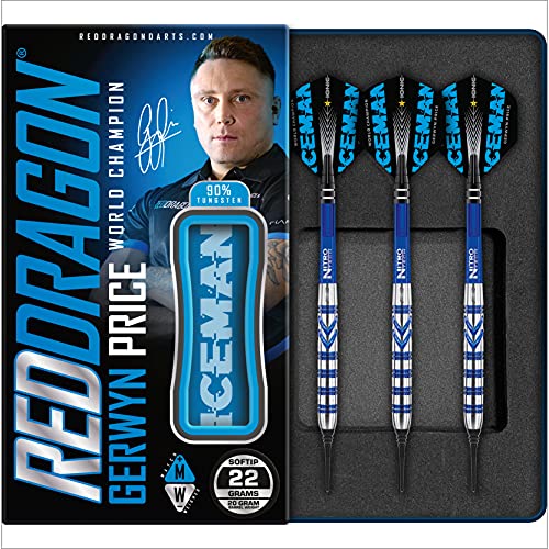 RED DRAGON Gerwyn Price 20g Fassgewicht, 22g Gesamtgewicht Softip Tungsten Darts mit Flights und Schäfte