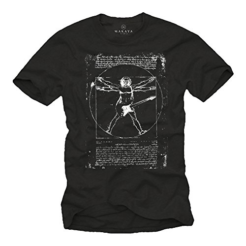 Musik T-Shirts mit Gitarre Leonardo DA Vinci schwarz Männer XXXL