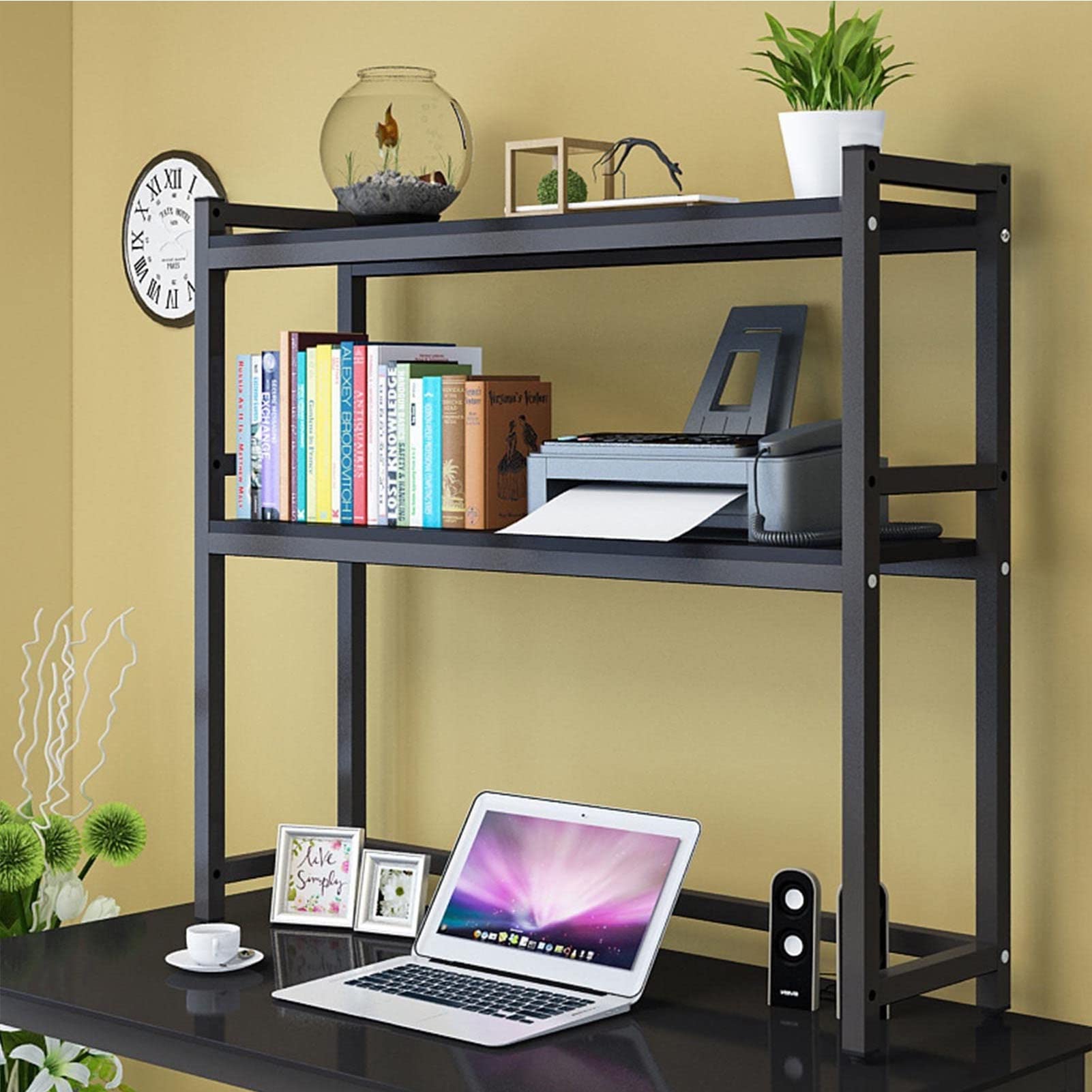 QYZUJIKL Bücherregal Desktop-Bücherregal Büro-Schreibtisch-Bücherregal, 2-stufiges Desktop-Bücherregal, verstellbares mehrschichtiges Bücherregal Desktop-Racks