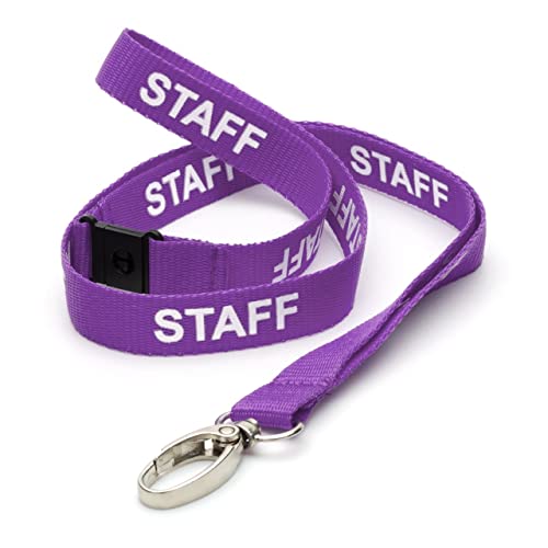 CKB LTD Lila Staff LANYARDS Breakaway Sicherheits-Lanyard-Umhängeband, drehbarer Metallclip für Ausweishalter – Pull-Quick-Release-Design, 50 Stück