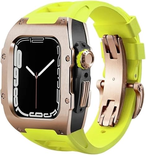 NEYENS Edelstahl-Uhrengehäuse, Gummi-Uhrenarmband, für Apple Watch Ultra 8, 7, 6, 5, 4, SE-Serie, Gummiband, Edelstahl-Gehäuse, Mod Kit, für iWatch 44 mm, 45 mm, 49 mm Uhrenersatz, 49 mm, Achat