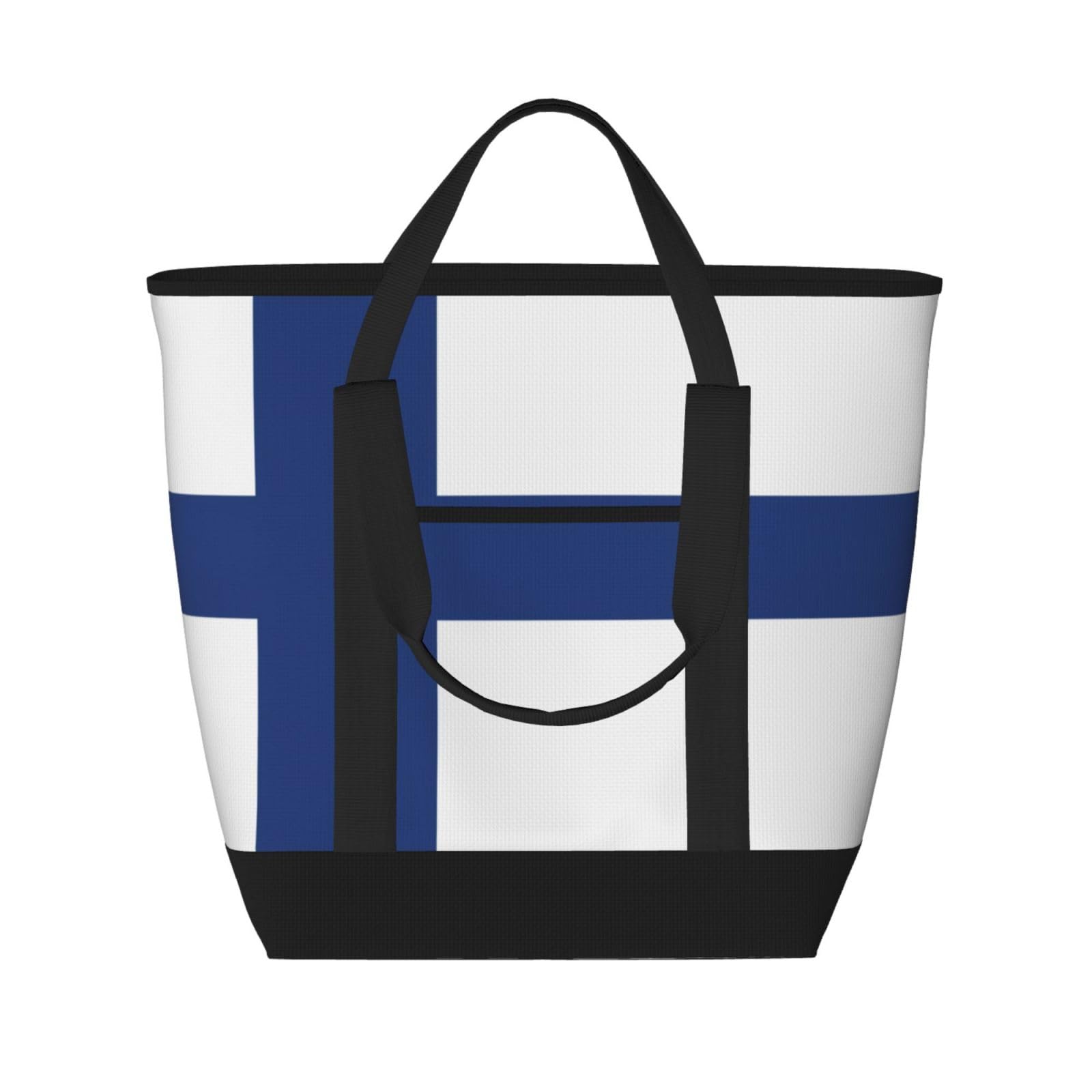 YQxwJL Isolierte Kühltasche mit finnischer Flagge, großes Fassungsvermögen, Einkaufstasche, Reisetasche, Strand, wiederverwendbare Einkaufstasche für Erwachsene, Schwarz, Einheitsgröße