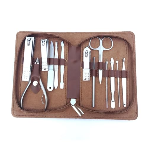 Maniküre-Set aus PU-Leder, mit Reißverschluss, Beauty-Hülle, Nagelknipser, Werkzeug, Nagelknipser-Set (D 15 x 10 x 3 cm)