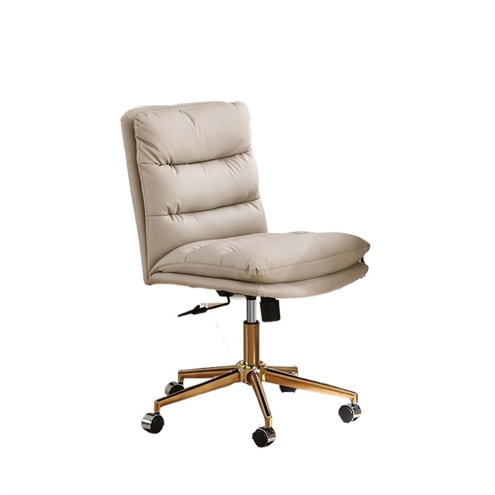 Bürostuhl Ergonomischer Schreibtischstuhl aus Leder, bequemer und weicher Bürostuhl, Arbeitszimmer, Büro, Schreibtischstuhl, Lift, Home, verstellbarer Bürostuhl ohne Armlehnen Schreibtischstuhl(Gold)