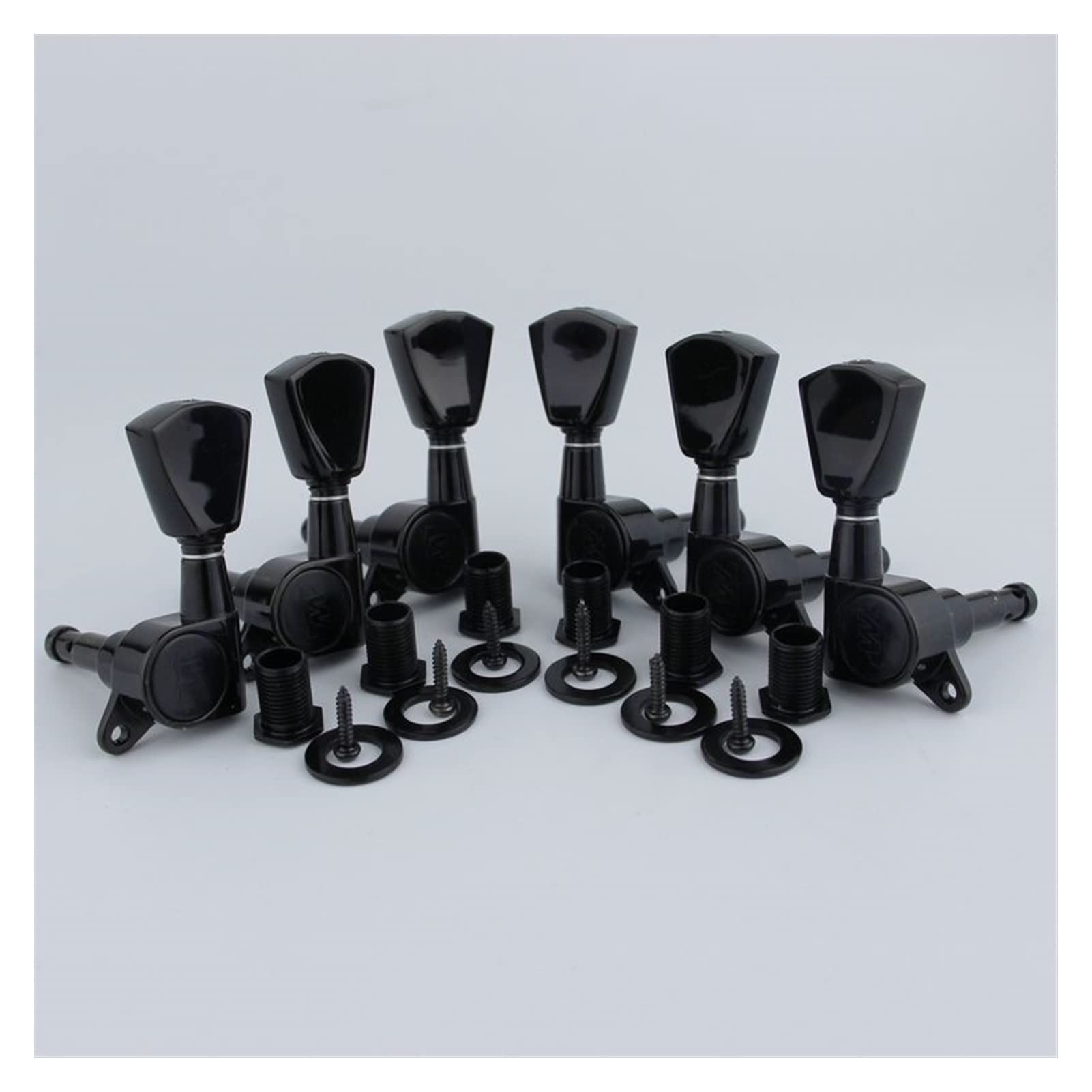 E- Gitarrenmaschine Köpfe Tuner 3R3L. Schwarze Tuning-Pegs. Stimmwirbel Mechaniken