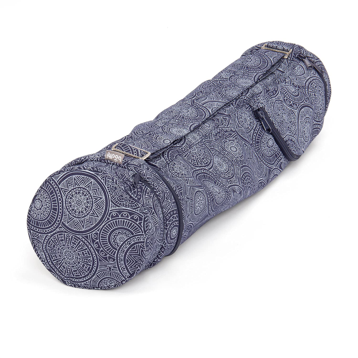 Bodhi Yogatasche ASANA Bag Cotton | Maharaja Collection | Yogamattentasche in verschiedenen Größen | Baumwolltasche für Yogamatte & Zubehör | inkl. Außentaschen | 80 cm | Mandala/dunkelblau