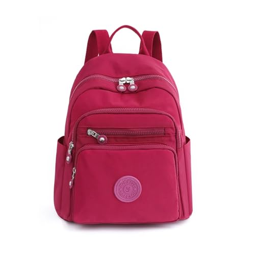 NICHANGHUA Frauen Rucksack Oxford Weibliche Einfachheit Rucksack Multi Tasche Und Große Kapazität Schule Tasche Dame Freizeit Reise Rucksack (Color : Rose Red)