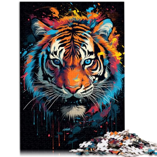 Spielzeug-Puzzle, bunter Aquarelltiger, Puzzle 1000 Teile, Holzpuzzle, Spaß für zu Hause, Aktivitäten, Geburtstagsgeschenk, Reisegeschenk, 1000 Stück (50 x 75 cm)