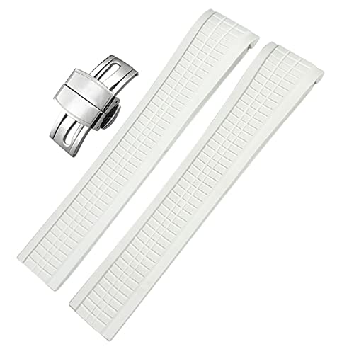 NEYENS 21 mm buntes fluoröses Gummi-Uhrenarmband für Patek 5164A 5167A Aquanaut Philippe Serie Schmetterlingsschnalle Silikon-Uhrenarmband, Rose Buckle, Achat