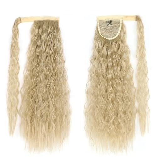 Pferdeschwanz Haarteil Extensions, natürliches Haarteil, Kopfbedeckung, Haar, synthetischer langer Mais-Pferdeschwanz, Wickel-Pferdeschwanz, Clip-in-Haar Pferdeschwanz Haarverlängerung(24-613,22inches