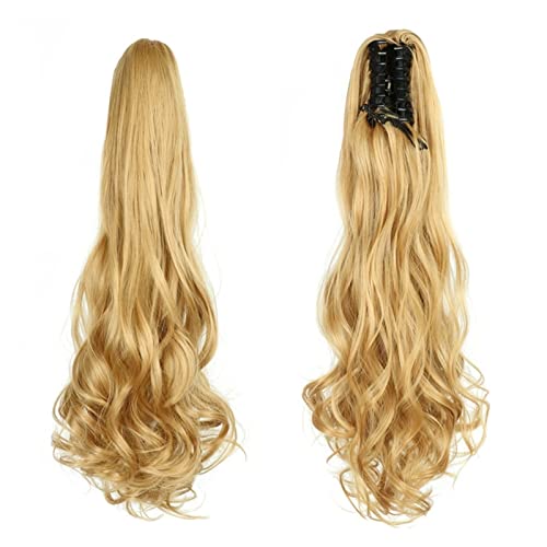 Pferdeschwanz Haarteil 55,9 cm gewelltes Pferdeschwanz-Haar mit Klaue, Clip-in-Haarverlängerung, hitzebeständige Faser, Pferdeschwanz-Haarteil for Frauen und Mädchen, Verlängerung, synthetisches, lang