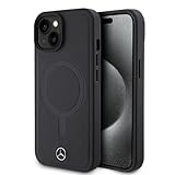 CG MOBILE Mercedes-Benz Designed for iPhone 15 Case, Ultimate Protection Real Leather Black Durable Hard Phone Case