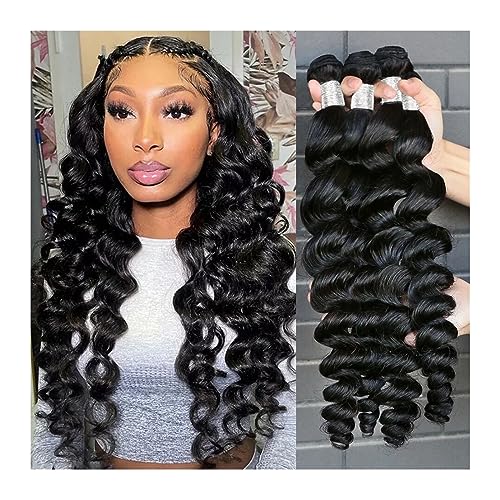 Human Hair Bundles Rohe Peruanische Haarwebart Bundles Menschliches Haar Bundles 30 Zoll Lose Welle Bundle Remy Extensions1/ 3/4 Bundles for Frauen human hair weave (Size : 18 20 22)