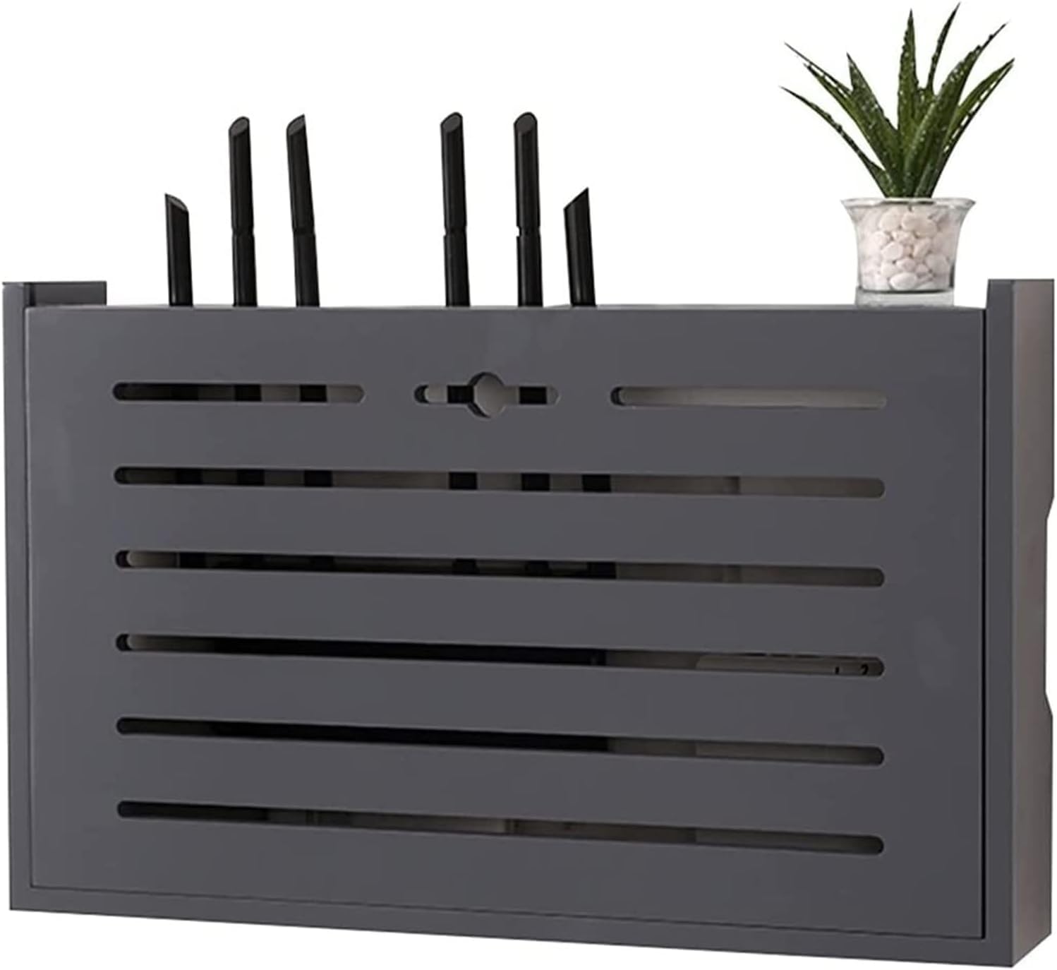 HUALU Router-Regal, kabelloses Router-Aufbewahrungsregal, wandmontierte WLAN-Router-Box mit Abschirmdraht und Steckdose, schwebendes Regal für die Drahtveredelung, Schwarz, Weiß, Weiß