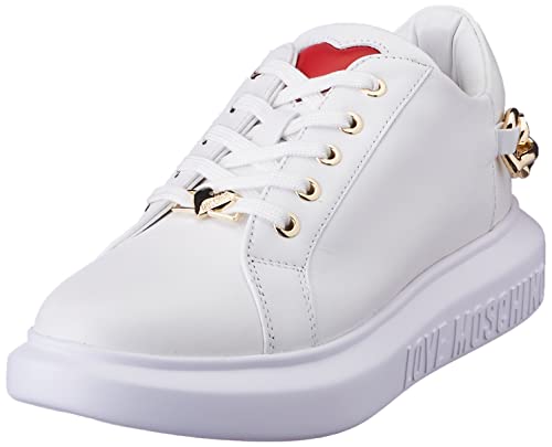 Love Moschino Damen Sneakerd.Gummi 40 Kalbsleder weiß Sneaker, 38 EU