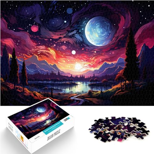 Puzzles Lernspiele Fantasie Bunter Nachthimmel 1000 Teile Puzzles für Erwachsene Puzzles Holzpuzzle Unmögliches Puzzle 1000 Teile (50x75cm)