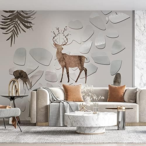 XLMING Marmor Geometrischer Elch 3D Tapete Home Dekoration Wohnzimmer Sofa Schlafzimmer Tv Hintergrund Wand-250cm×170cm