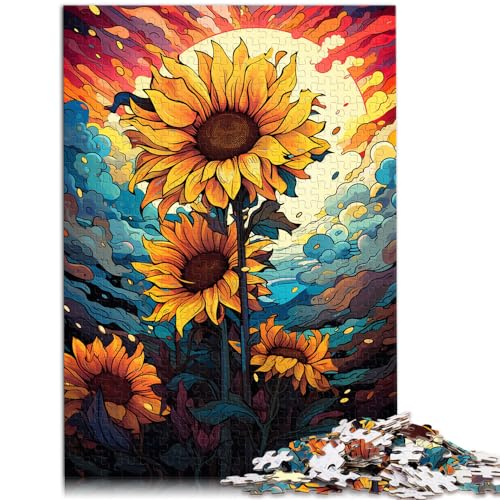 Spielzeug-Puzzle, bunte Fantasie-Sonnenblumen, 1000 Puzzles für Erwachsene, 1000 Teile, Holzpuzzle, Geburtstagsgeschenk, Geschenke für oder, Wandkunst, 1000 Teile (50 x 75 cm)