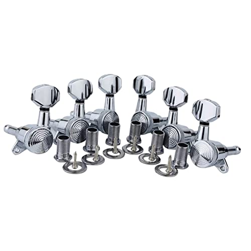 6 / Set Verriegelung Gitarrenmaschine Köpfe Tuner Getriebeverhältnis 1:18 Knöpfe Tuning Keys Verschleißfest Stimmwirbel Mechaniken (Color : Silver 3L3R)