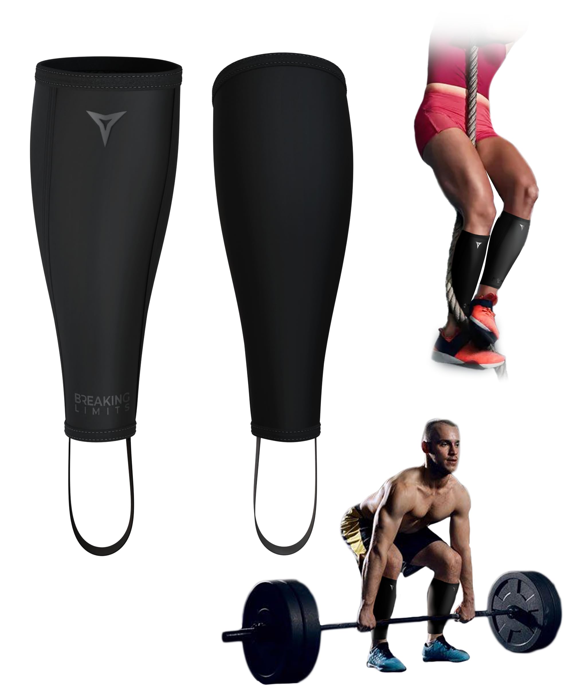 BREAKING LIMITS Deadlift Shin Guards - Neopren Wadenbandage – Deadlift Socken – Schienbeinschoner - Boxspringungen für Damen und Herren - Schienbeinschutz für Deadlifts (XL)