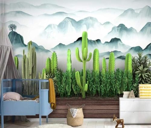 Tropische Pflanzen Kaktusgipfel 3D Tapete Poster Restaurant Schlafzimmer Wohnzimmer Sofa TV Dekorative Wand-200cm×140cm