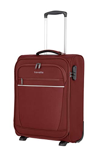 Travelite 2 Rad Handgepäck Koffer mit Schloss erfüllt IATA Bordgepäck Maß, Gepäck Serie CABIN: Kompakter Weichgepäck Trolley, 090237-70, 52 cm, 39 Liter, bordeaux (weinrot)