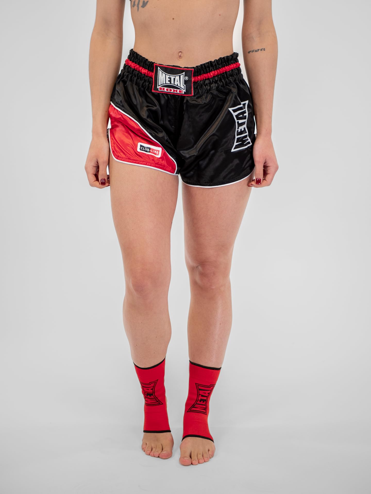 METAL BOXE Unisex – Erwachsene Short Kickboxing Club Line XXL, Schwarz/Rot