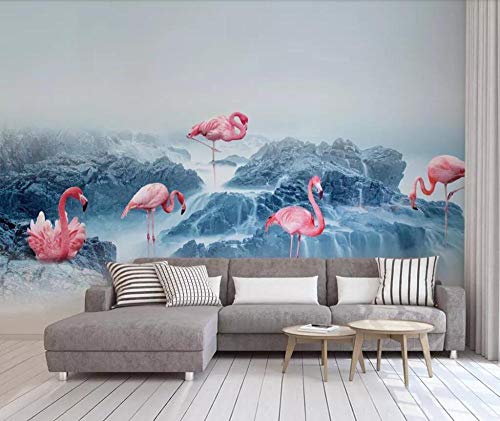 XLMING Kleiner Frischer Korallenriff-Seeflamingo 3D Tapeten Home Esszimmer Sofa Schlafzimmer Wohnzimmer TV Hintergrund-300cm×210cm